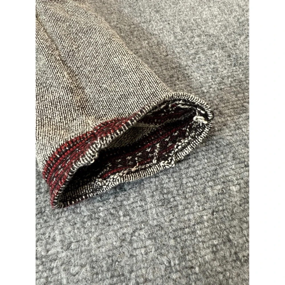 Lucky Brand Embroidered Cowl Neck Sweater Size S Grey Red Boho EUC